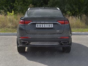 8 799 р. Защита заднего бампера (Ø57 мм) SLITKOFF Geely Tugella FY11,HPBA4 дорестайлинг (2019-2023) (нержавейка с полимерным покрытием, черный)  с доставкой в г. Самара. Увеличить фотографию 3