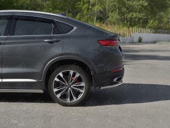 8 799 р. Защита заднего бампера (Ø57 мм) SLITKOFF Geely Tugella FY11,HPBA4 дорестайлинг (2019-2023) (нержавейка с полимерным покрытием, черный)  с доставкой в г. Самара. Увеличить фотографию 5