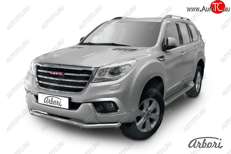 17 399 р. Защита переднего бампера Arbori (нержавейка, 1 труба d57 mm) Haval H9 дорестайлинг (2015-2017)  с доставкой в г. Самара