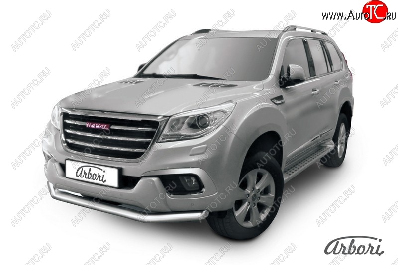 14 363 р. Защита переднего бампера Arbori (нержавейка, 1 труба d76 mm) Haval H9 дорестайлинг (2015-2017)  с доставкой в г. Самара