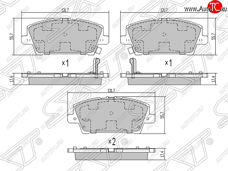 959 р. Колодки тормозные передние SAT Honda Civic FK,FN хэтчбэк 5 дв. дорестайлинг (2005-2008)  с доставкой в г. Самара