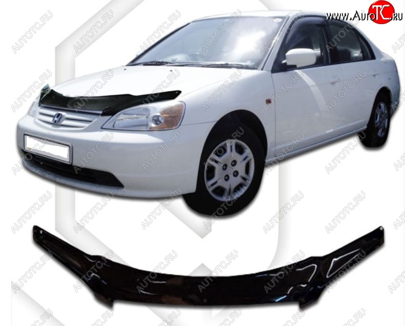 2 299 р. Дефлектор капота SD (EN2, ES9) CA-Plastiс Honda Civic ES седан дорестайлинг (2000-2003) (Classic черный, Без надписи)  с доставкой в г. Самара