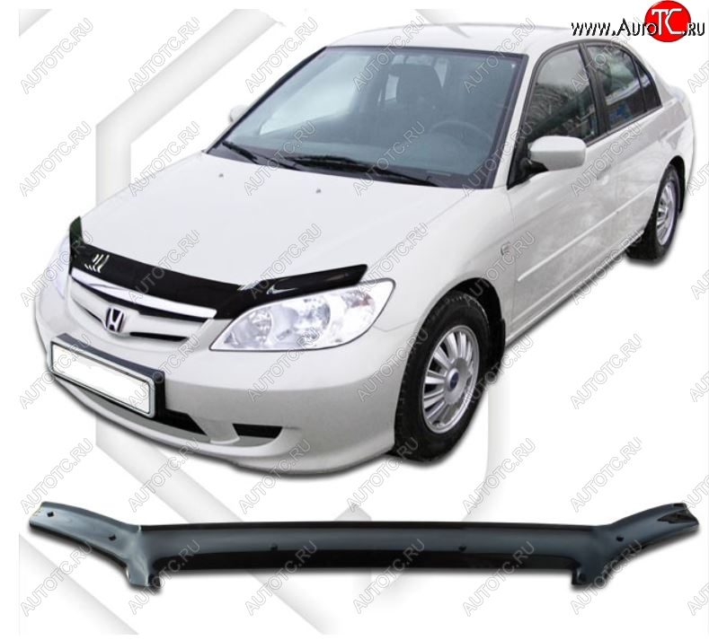 2 199 р. Дефлектор капота SD (ES1) CA-Plastiс Honda Civic ES седан дорестайлинг (2000-2003) (Classic черный, Без надписи)  с доставкой в г. Самара