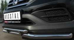 13 999 р. Защита переднего бампера (2 трубыØ75х42 и 63 мм, нержавейка) Russtal Honda CR-V RM1,RM3,RM4 дорестайлинг (2012-2015)  с доставкой в г. Самара. Увеличить фотографию 3