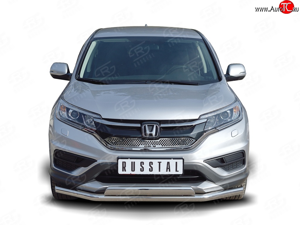 13 999 р. Защита переднего бампера (2 трубы Ø63 и 75х42 мм, нержавейка) Russtal Honda CR-V RM1,RM3,RM4 дорестайлинг (2012-2015)  с доставкой в г. Самара