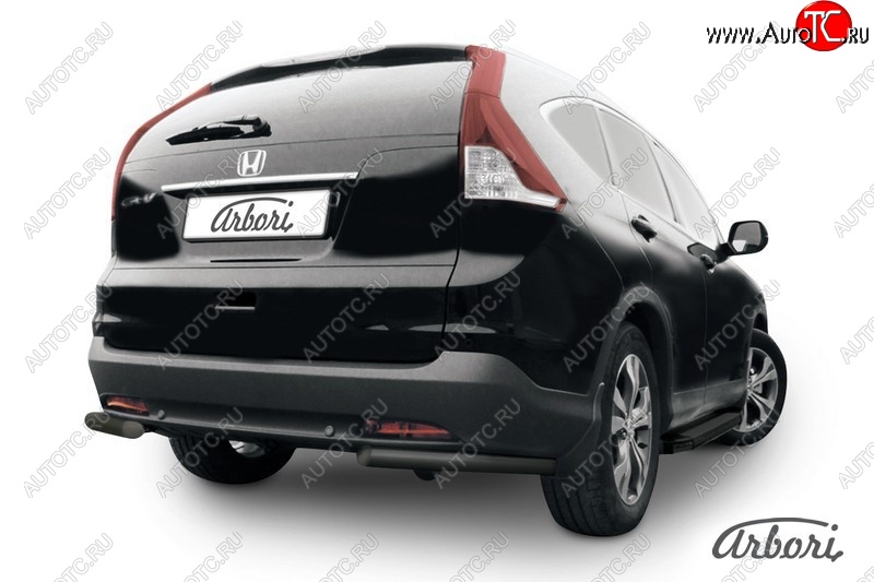 5 399 р. Защита заднего бампера Arbori (уголки, черная, 1 труба d57 mm). Honda CR-V RM1,RM3,RM4 дорестайлинг (2012-2015)  с доставкой в г. Самара