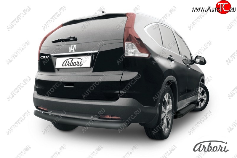 7 379 р. Защита заднего бампера Arbori (черная, 1 труба d76 mm). Honda CR-V RM1,RM3,RM4 дорестайлинг (2012-2015)  с доставкой в г. Самара