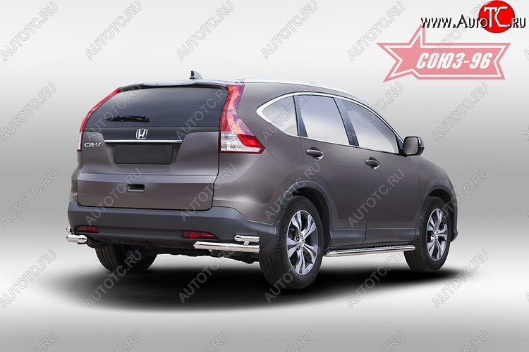 12 059 р. Защита заднего бампера из двойных боковых уголков Souz-96 (d60/42) Honda CR-V RM1,RM3,RM4 дорестайлинг (2012-2015)  с доставкой в г. Самара