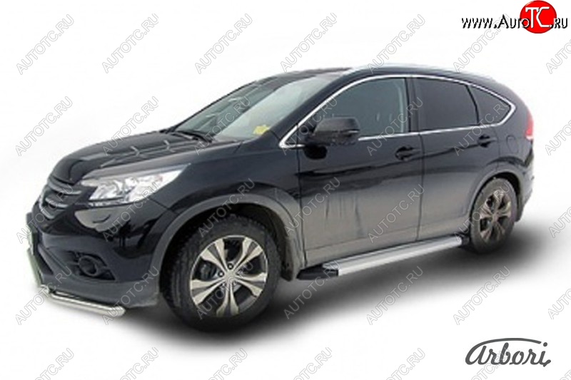 10 979 р. Порожки для ног Arbori Optima Silver Honda CR-V RM1,RM3,RM4 рестайлинг (2014-2018)  с доставкой в г. Самара