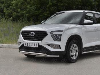 14 999 р. Защита переднего бампера (2 трубы Ø42 мм, нержавейка) SLITKOFF Hyundai Creta SU (2020-2022)  с доставкой в г. Самара. Увеличить фотографию 2