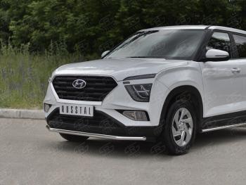13 399 р. Защита переднего бампера (Ø42 мм, нержавейка) SLITKOFF Hyundai Creta SU (2020-2022)  с доставкой в г. Самара. Увеличить фотографию 2