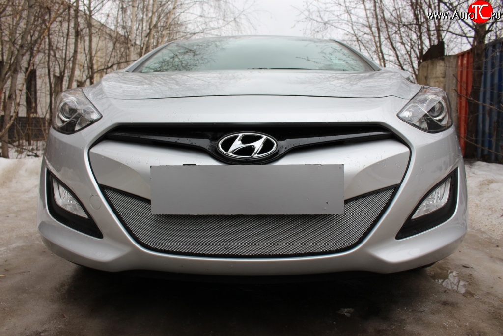 1 539 р. Сетка на бампер Russtal (хром) Hyundai I30 2 GD дорестайлинг, хэтчбэк 5 дв. (2011-2015)  с доставкой в г. Самара