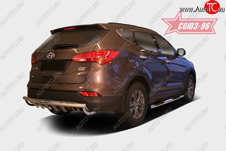 12 599 р. Защита заднего бампера с элементами из профиля Souz-96 (d60) Hyundai Santa Fe DM дорестайлинг (2012-2016)  с доставкой в г. Самара