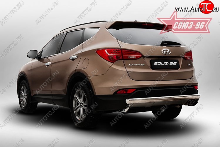 12 419 р. Овальная защита заднего бампера диаметром 75х42 мм Souz-96 Hyundai Santa Fe DM дорестайлинг (2012-2016)  с доставкой в г. Самара