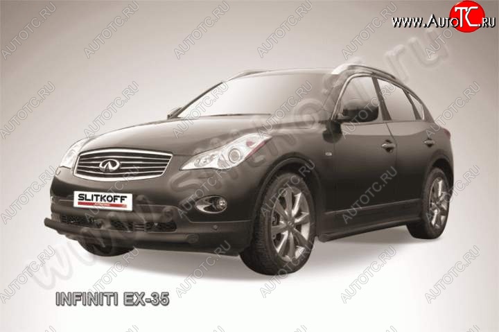12 549 р. Защита переднего бампера из труб d57 Slitkoff (двойная, высокая) INFINITI EX35 J50 (2007-2013) (Цвет: серебристый)  с доставкой в г. Самара