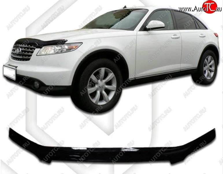 2 299 р. Дефлектор капота CA-Plastic INFINITI FX35 S50 рестайлинг (2006-2008) (Classic черный, Без надписи)  с доставкой в г. Самара