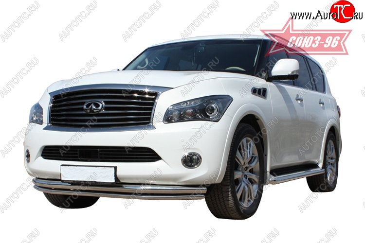 28 259 р. Защита переднего бампера двойная Souz-96 (d460/42) INFINITI QX56 Z62 (2010-2013)  с доставкой в г. Самара