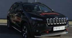 19 449 р. Защита переднего бампера (Trailhawk 2 трубыØ63 и 42 мм, нержавейка) SLITKOFF Jeep Cherokee KL дорестайлинг (2014-2017)  с доставкой в г. Самара. Увеличить фотографию 2