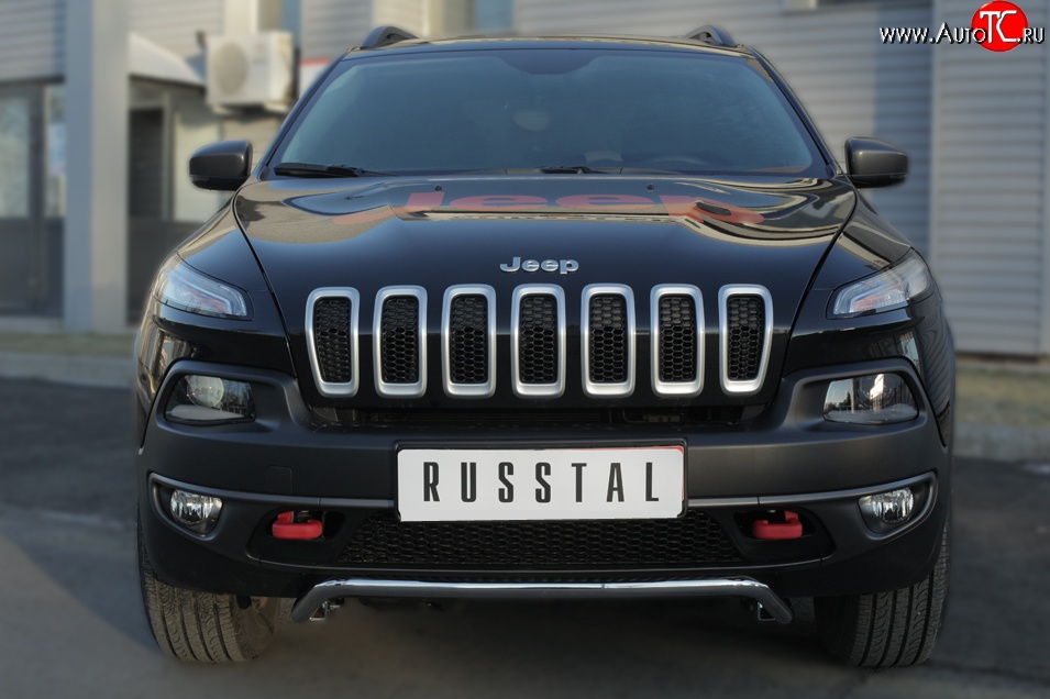 15 249 р. Защита переднего бампера (Trailhawk Ø42 мм волна, нержавейка) SLITKOFF Jeep Cherokee KL дорестайлинг (2014-2017)  с доставкой в г. Самара
