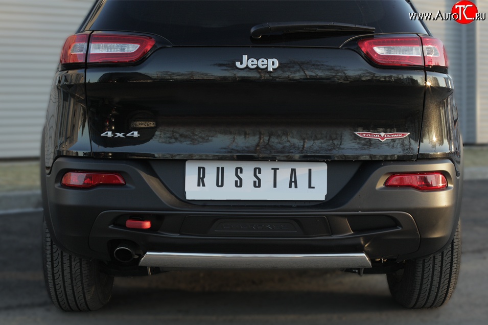 11 549 р. Защита заднего бампера (Trailhawk, Ø75x42 мм, нержавейка) Russtal Jeep Cherokee KL дорестайлинг (2014-2017)  с доставкой в г. Самара
