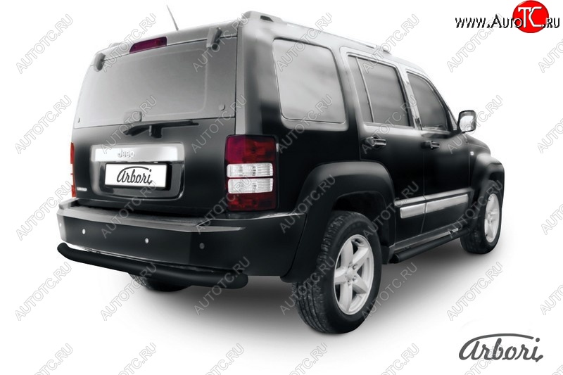 8 459 р. Защита заднего бампера Arbori (черная, 1 труба d76 mm). Jeep Cherokee KJ дорестайлинг (2001-2005)  с доставкой в г. Самара