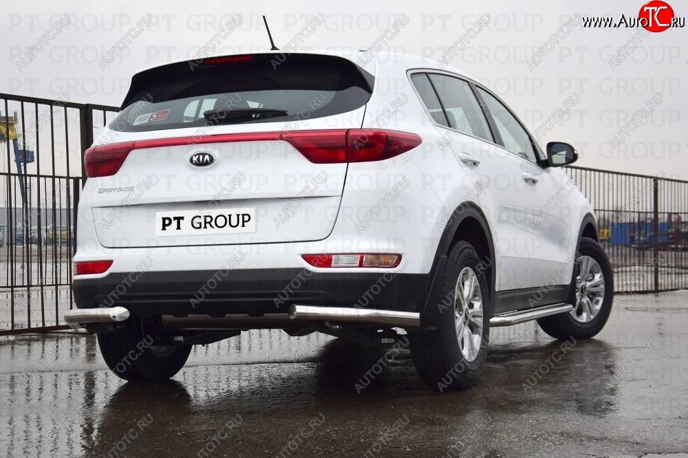 14 999 р. Защита заднего бампера Petroil Tuning (уголки, d63)  KIA Sportage  4 QL (2016-2018) дорестайлинг (Нержавеющая полированная сталь)  с доставкой в г. Самара