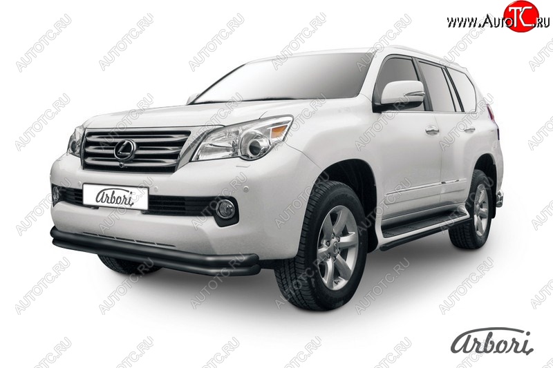 11 789 р. Защита переднего бампера Arbori (черная, 2 трубы d57 и 57 mm) Lexus GX460 J150 дорестайлинг (2009-2013)  с доставкой в г. Самара