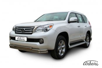 19 349 р. Защита переднего бампера Arbori (нержавейка, 3 трубы d57, 57 и 42 mm) Lexus GX460 J150 дорестайлинг (2009-2013)  с доставкой в г. Самара. Увеличить фотографию 2