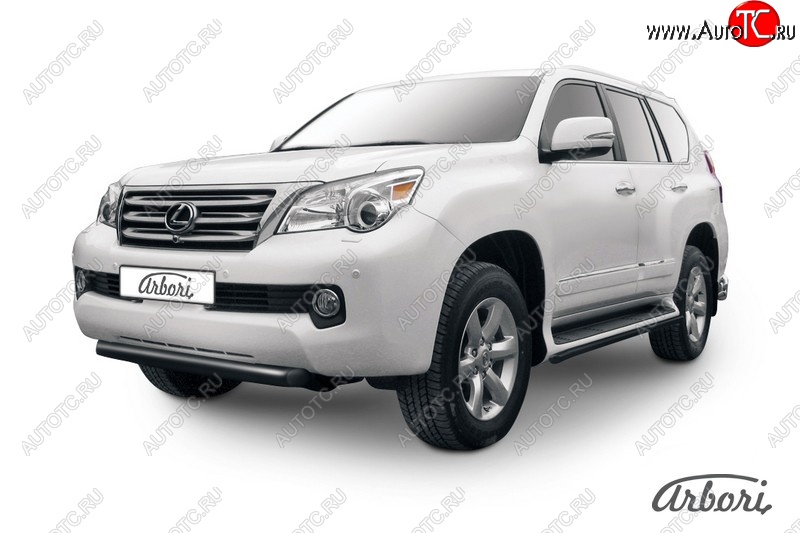8 459 р. Защита переднего бампера Arbori (черная, 1 труба d76 mm). Lexus GX460 J150 дорестайлинг (2009-2013)  с доставкой в г. Самара