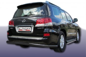Защита заднего бампера Slitkoff (Ø 76 мм) Lexus LX570 J200 1-ый рестайлинг (2012-2015)