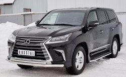 20 999 р. Защита переднего бампера (2 трубыØ63 и 42 мм, нержавейка) SLITKOFF Lexus LX450d J200 2-ой рестайлинг (2015-2022)  с доставкой в г. Самара. Увеличить фотографию 2