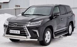 16 449 р. Защита переднего бампера (2 трубыØ63 и 75х42 мм, нержавейка) Russtal Lexus LX450d J200 2-ой рестайлинг (2015-2022)  с доставкой в г. Самара. Увеличить фотографию 2