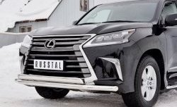16 449 р. Защита переднего бампера (2 трубыØ63 и 75х42 мм, нержавейка) Russtal Lexus LX450d J200 2-ой рестайлинг (2015-2022)  с доставкой в г. Самара. Увеличить фотографию 4