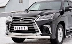 23 999 р. Защита переднего бампера (2 трубыØ76 и 63 мм, нержавейка) SLITKOFF Lexus LX450d J200 2-ой рестайлинг (2015-2022)  с доставкой в г. Самара. Увеличить фотографию 4