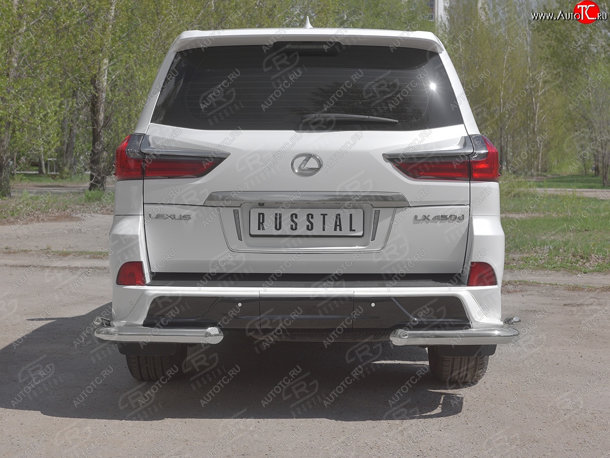 16 849 р. Защита заднего бампера (2 трубы Ø76 и 42 мм уголки, нержавейка) Lexus LX450d J200 2-ой рестайлинг (2015-2022)  с доставкой в г. Самара