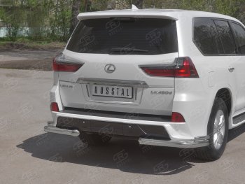 16 849 р. Защита заднего бампера (2 трубы Ø76 и 42 мм уголки, нержавейка) Lexus LX450d J200 2-ой рестайлинг (2015-2022)  с доставкой в г. Самара. Увеличить фотографию 2