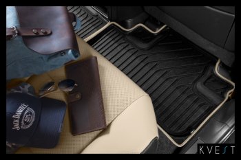 10 709 р. Коврик в салони премиум-класса Kvest (черный/бежевый) Lexus LX450d J200 2-ой рестайлинг (2015-2022)  с доставкой в г. Самара. Увеличить фотографию 6