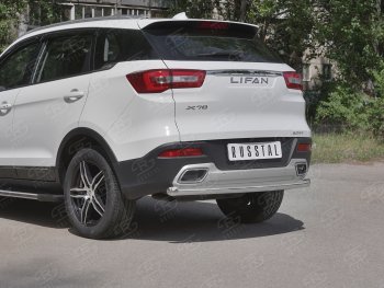 15 999 р. Защита заднего бампера (Ø63 мм, нержавейка) RUSSTAL Lifan X70 (2018-2025)  с доставкой в г. Самара. Увеличить фотографию 2