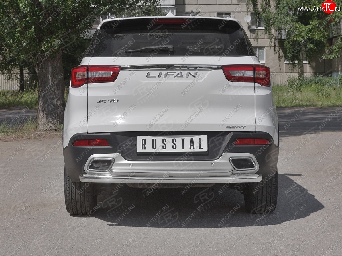 18 999 р. Защита заднего бампера (Ø63/42 мм, нержавейка) SLITKOFF Lifan X70 (2018-2025)  с доставкой в г. Самара