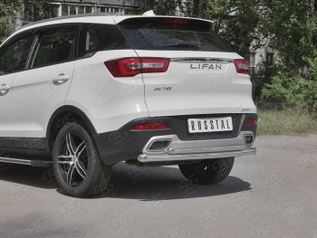 18 999 р. Защита заднего бампера (Ø63/42 мм, нержавейка) SLITKOFF Lifan X70 (2018-2025)  с доставкой в г. Самара. Увеличить фотографию 2