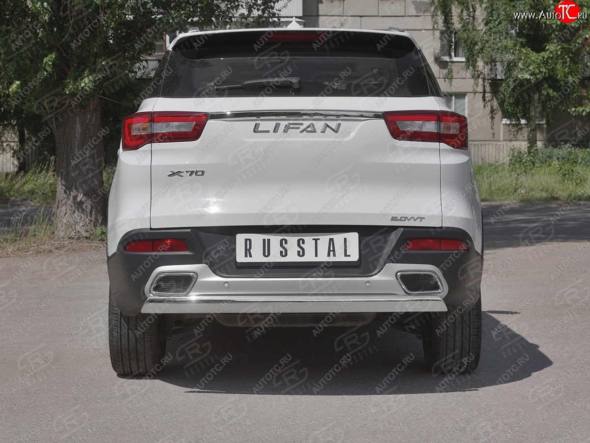 12 999 р. Защита заднего бампера (Ø75x42 мм, нержавейка) Russtal Lifan X70 (2018-2025)  с доставкой в г. Самара