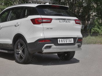 12 999 р. Защита заднего бампера (Ø75x42 мм, нержавейка) Russtal Lifan X70 (2018-2025)  с доставкой в г. Самара. Увеличить фотографию 2