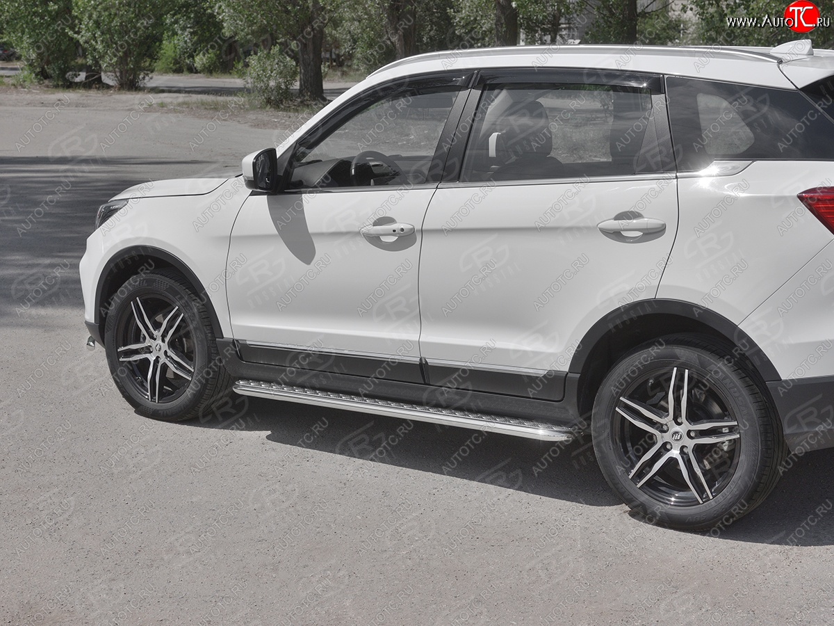 22 999 р. Порожки для ног SLITKOFF (Ø42 мм) Lifan X70 (2018-2025) (Лист алюминиевый, труба - сталь окрашенная в черный цвет)  с доставкой в г. Самара