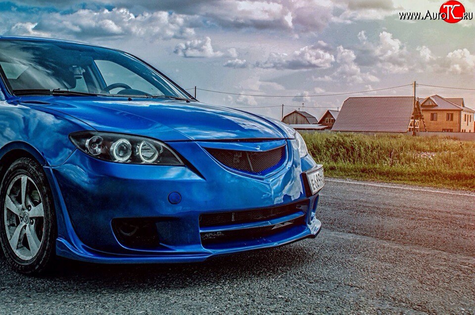 8 499 р. Передний бампер Mazda Speed  Mazda 3/Axela  BK (2003-2006) дорестайлинг седан (Неокрашенный)  с доставкой в г. Самара