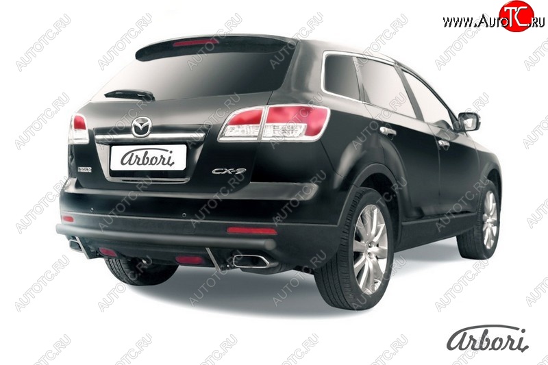 7 379 р. Защита заднего бампера Arbori (черная, 1 труба d57 mm). Mazda CX-9 TB дорестайлинг (2007-2009)  с доставкой в г. Самара