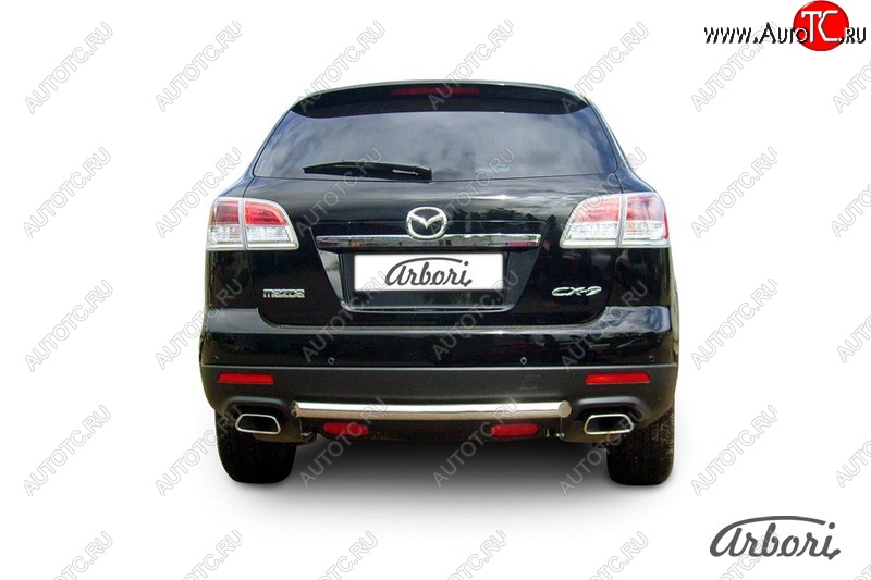8 999 р. Защита заднего бампера Arbori (короткая, нержавейка, 1 труба d57 mm). Mazda CX-9 TB дорестайлинг (2007-2009)  с доставкой в г. Самара