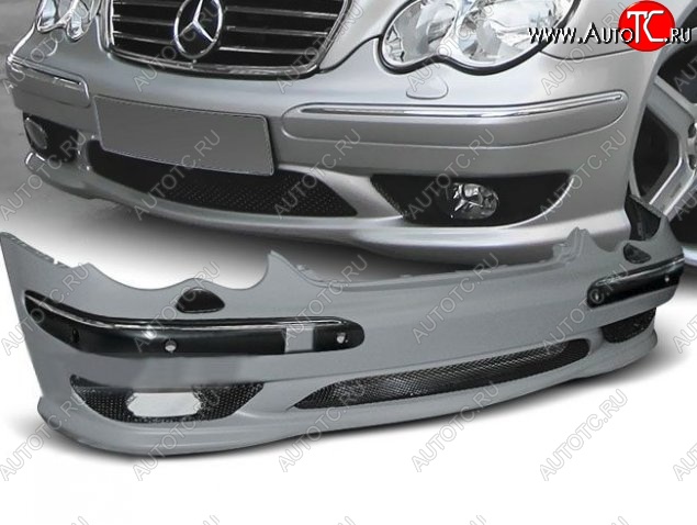 32 499 р. Передний бампер AMG Style Mercedes-Benz C-Class W203 дорестайлинг седан (2000-2004) (Неокрашенный)  с доставкой в г. Самара