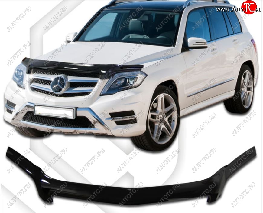 2 299 р. Дефлектор капота CA-Plastic Mercedes-Benz GLK class X204 дорестайлинг (2008-2012) (Classic черный, Без надписи)  с доставкой в г. Самара