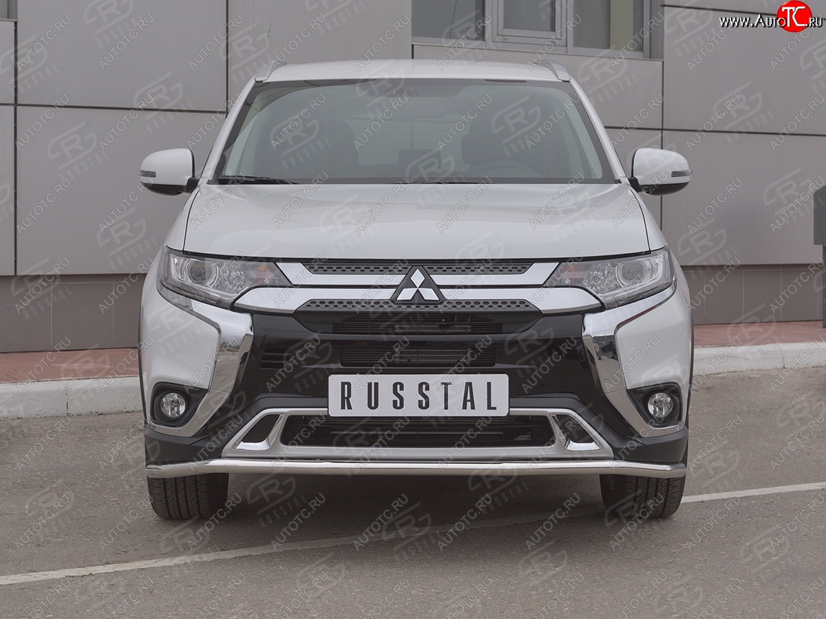 14 749 р. Защита переднего бампера (Ø42 мм, нержавейка) SLITKOFF Mitsubishi Outlander GF 3-ий рестайлинг (2018-2022)  с доставкой в г. Самара