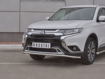 14 749 р. Защита переднего бампера (Ø42 мм, нержавейка) SLITKOFF Mitsubishi Outlander GF 3-ий рестайлинг (2018-2022)  с доставкой в г. Самара. Увеличить фотографию 2
